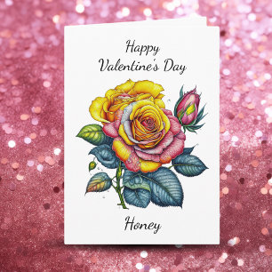 Carte Saint-Valentin   Rose aquarelle