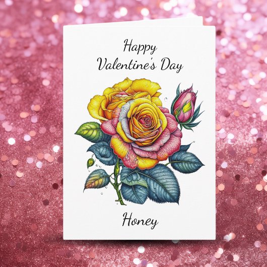 Carte Saint-Valentin | Rose aquarelle