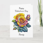 Carte Saint-Valentin | Rose aquarelle (Devant)