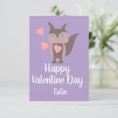 Carte Saint-Valentin Rose Mignon renard  (Debout devant)