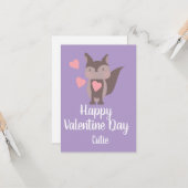 Carte Saint-Valentin Rose Mignon renard  (Devant/Arrière en situation)