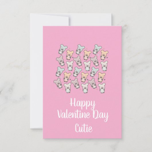 Carte Saint-Valentin Rose Mignons Ours Desserts  (Devant)