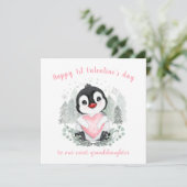 Carte Saint-Valentin rose pingouin (Debout devant)