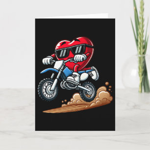 Carte Saint-Valentin Rouge Coeur Moto Cross Tout-Petits 