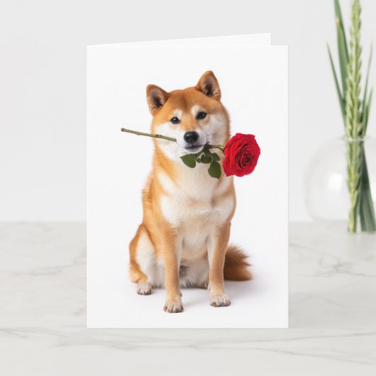 Carte Saint-Valentin Shiba Inu – Dévouement silencieux (Devant)