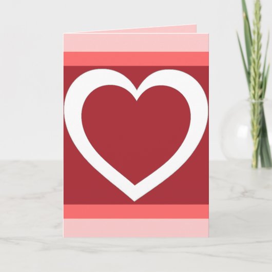 Carte Saint Valentin simple coeur rouge blanc rose (Devant)