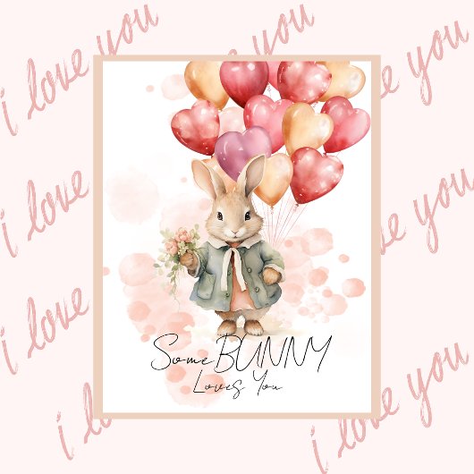 Carte Saint-Valentin Some Bunny Loves You Cœur Rou