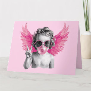 Carte Saint-Valentin soufflant une bulle Cupidon Saint-V
