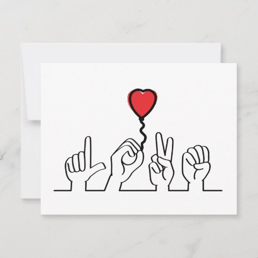 Carte Saint-Valentin. Sourds, langue des signes amour -  (Devant)