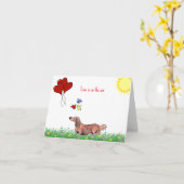 Carte Saint-Valentin teckel à longs poils  (Fleur jaune)