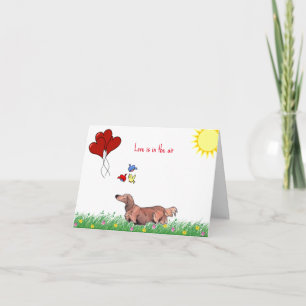Carte Saint-Valentin teckel à longs poils 