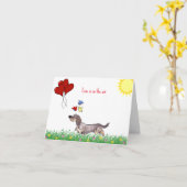 Carte Saint-Valentin Teckel à poil dur  (Fleur jaune)