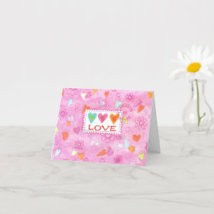 Carte Saint Valentin Trois Coeurs Love Stamp Card