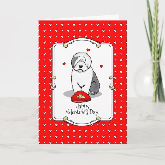 Carte Saint-Valentin Vieux-Anglais Sheepdog Grey 1 Cute (Devant)