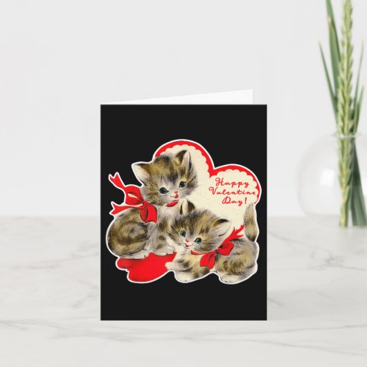 Carte Saint-Valentin Vintage Chat Chaton Rétro Val (Devant)