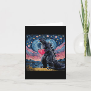 Carte Saint-Valentin Vintage Monstre Japonais Kaiju Cœur