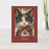 Carte Saint Valentin Whimsical Painterly Chat avec coeur (Devant)