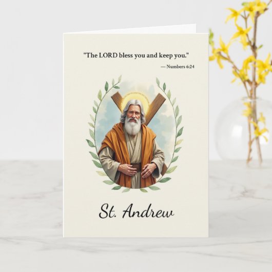 Carte Sainte André Écriture de la paix et des bénédictio (Fleur jaune)