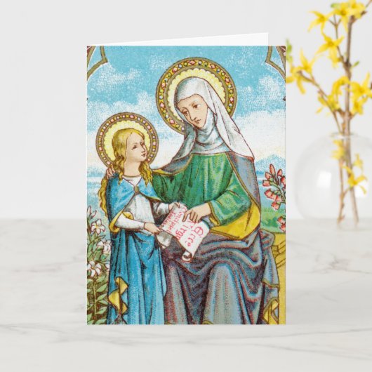 Carte Sainte-Anne néogothique et Marie jeune (SAU 29) (Fleur jaune)