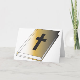 Carte Sainte Bible dorée avec Croix Noire Religieuse
