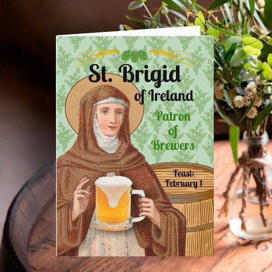 Carte Sainte Brigitte d'Irlande et son tonneau de bière