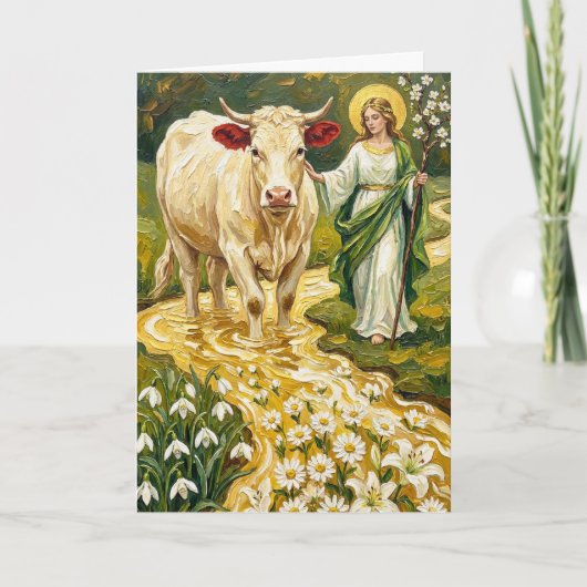 Carte Sainte Brigitte & La Vache Blanche (Imbolc) (Devant)
