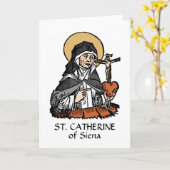 Carte Sainte Catherine de Sienne avec Coeur Crucifix (Fleur jaune)