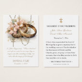 Carte Sainte Catholique de Fleurs de Mariage (Devant & derrière)