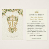 Carte Sainte Catholique de mariage à motif floral  (Devant & derrière)