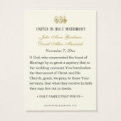 Carte Sainte Catholique de mariage à motif floral  (Dos)