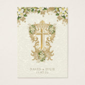 Carte Sainte Catholique de mariage à motif floral  (Devant)