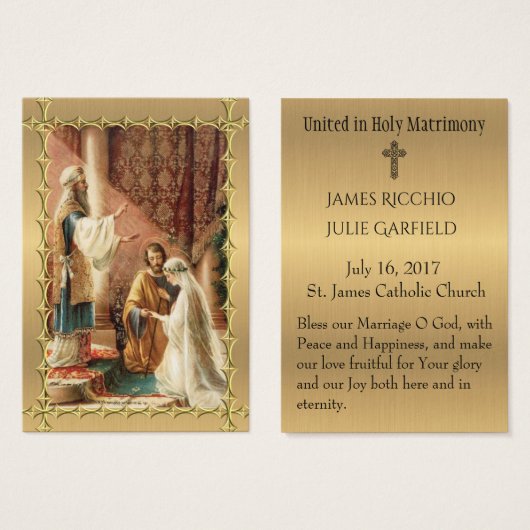 Carte Sainte Catholique de Mariage pour les Mariés (Devant & derrière)