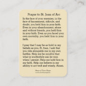 Carte sainte catholique de soldat de drapeau de St (Dos)