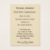 Carte Sainte catholique Jésus Première communion s (Dos)