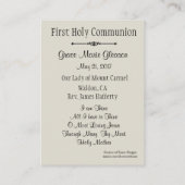 Carte Sainte catholique pour la première communion (Dos)