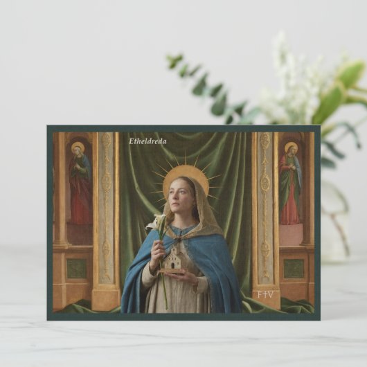 Carte Sainte Catholique | Sainte Etheldreda (Debout devant)