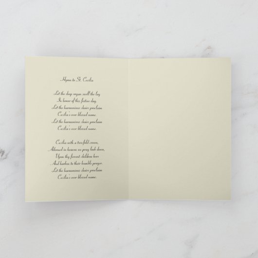 Carte Sainte Cecilia Patronesse des Musiciens Religieux (Intérieur)