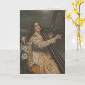 Carte Sainte Cecilia Patronesse des Musiciens Religieux (Fleur jaune)