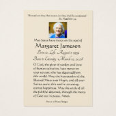 Carte sainte commémorative funèbre catholique de (Dos)