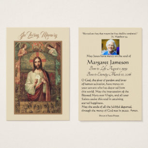 Carte sainte commémorative funèbre catholique de