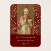 Carte sainte commémorative funèbre de Jésus de (Devant)