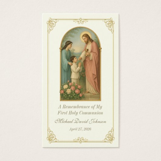 Carte Sainte Communion Catholique Vintage (Devant)