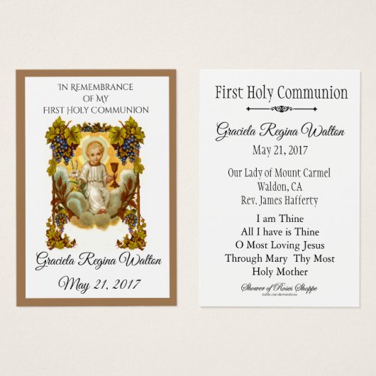 Carte Sainte Communion solennelle Jésus (Devant & derrière)