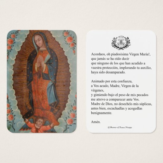 Carte Sainte de la Vierge Marie (Devant & derrière)