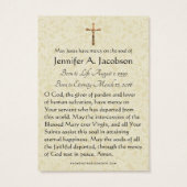 Carte Sainte de la Vierge Marie funéraire (Dos)