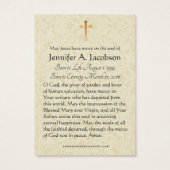 Carte Sainte de la Vierge Marie funéraire (Dos)