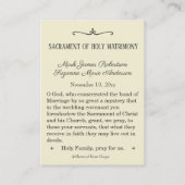 Carte sainte de mariage de famille sainte (Dos)