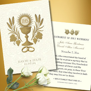 Carte Sainte de prière catholique Mariage d'or