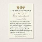 Carte Sainte de prière catholique Mariage d'or (Dos)