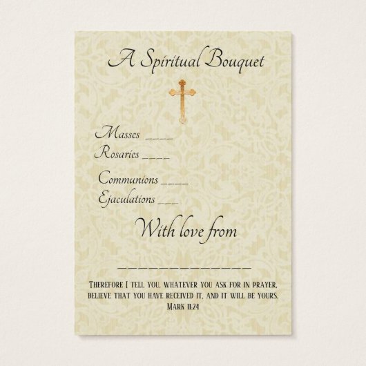 Carte Sainte de prière de bouquet spirituel de mar (Dos)